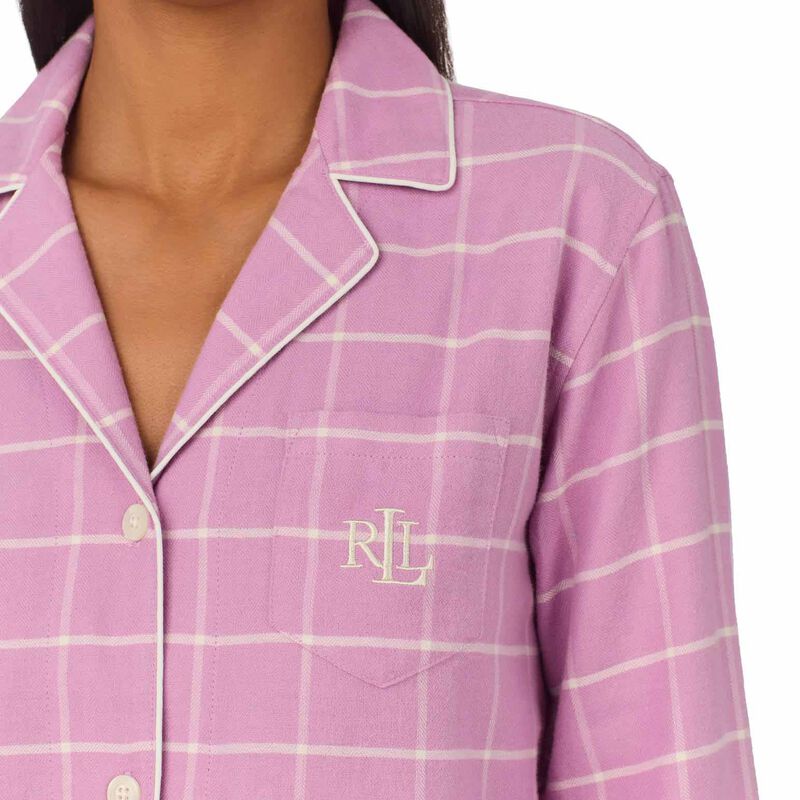 Lauren Ralph Lauren Herringbone Twill L/S Notch Collar Pajama Set image number 5
